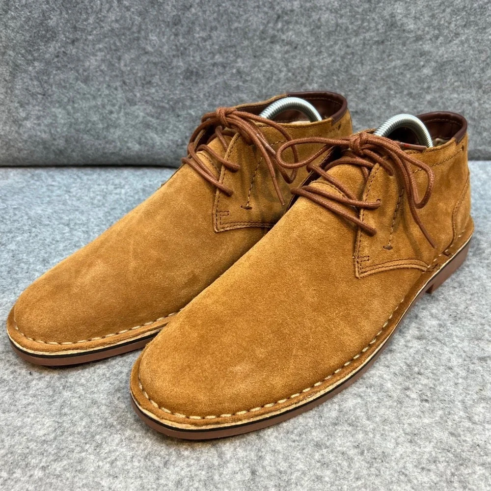 Kenneth Cole REACTION Mens Brown Suede Chukka Boots Lace Up Ankle Boots Sz 10.5